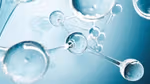 An abstract image of water molecules – clear globes connected together by strands